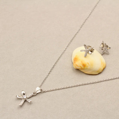 Starry Whimsy Sterling Silver Pendant & Earrings Set with Chain