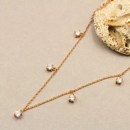 Dainty Zircon Drop Necklace | 925 Sterling Silver with Rose Gold Coating