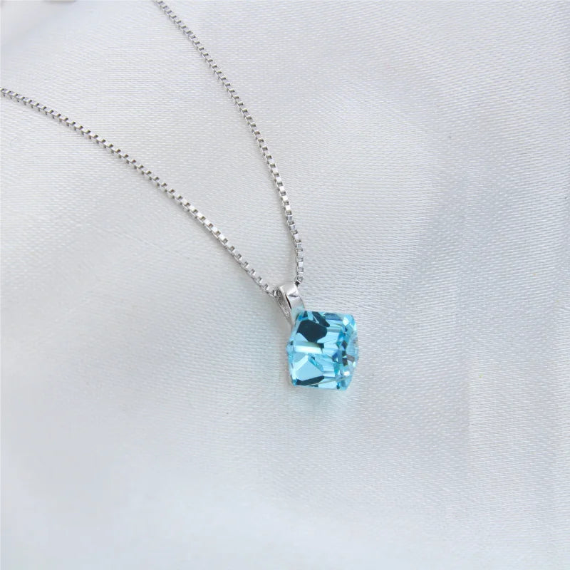 Azure Spark Silver Necklace | Rhodium Plated Sterling Silver