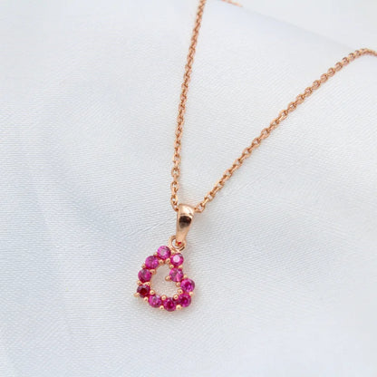Pink Heart Rose Gold Plated Necklace