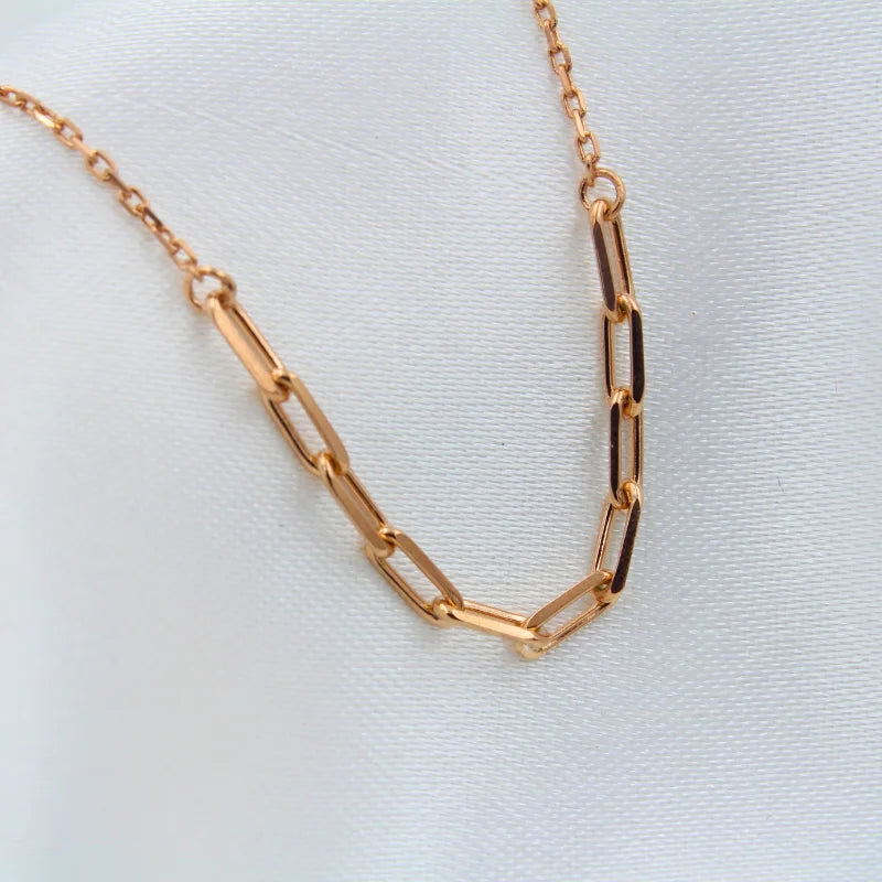 Minimalist Rose Gold Paperclip Chain Necklace for Women