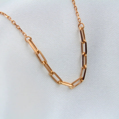 Minimalist Rose Gold Paperclip Chain Necklace for Women