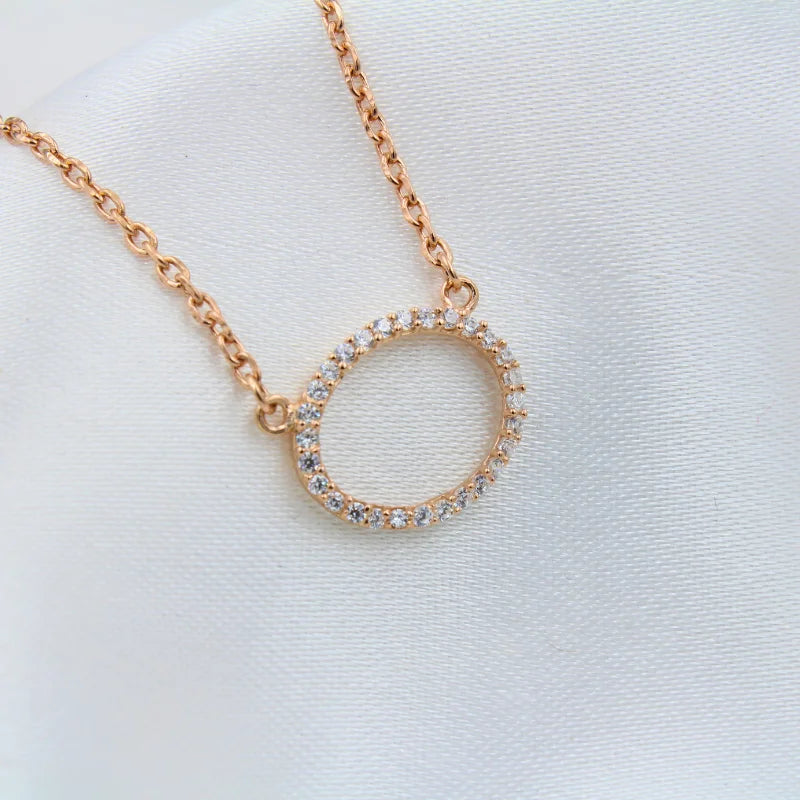 Sterling Silver Circle Pendant Necklace – Rose Gold Coated
