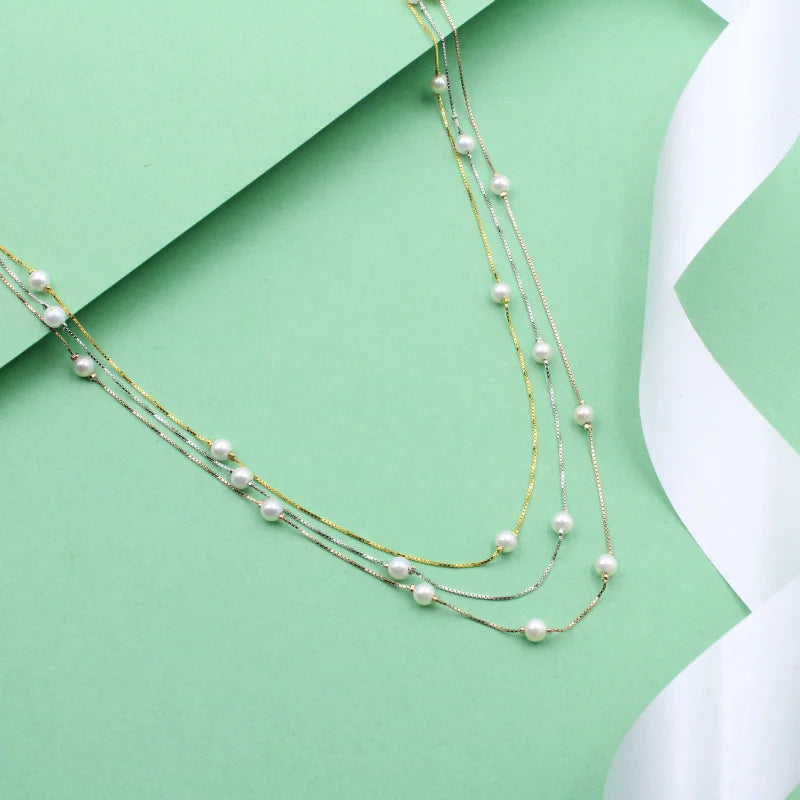 Triple Layered Pearl Delight Necklace