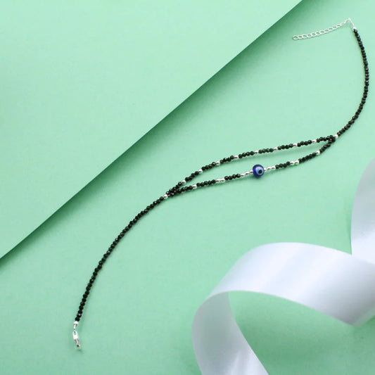 Sterling Silver Evil Eye Protection Double Thread Anklet