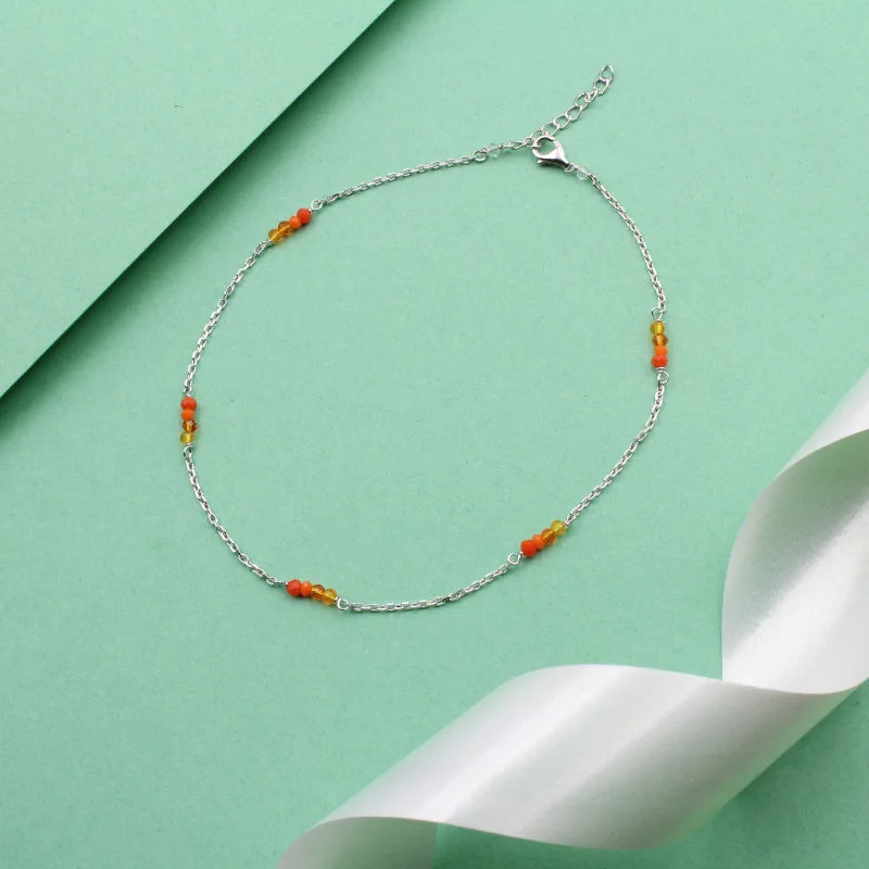 Sunset Bead Anklet in 925 Sterling Silver