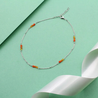 Sunset Bead Anklet in 925 Sterling Silver