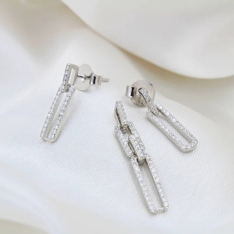 Link Luxe Sterling Silver Pendant & Earrings Set with Chain