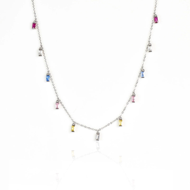 Rainbow Baguette Charm Necklace