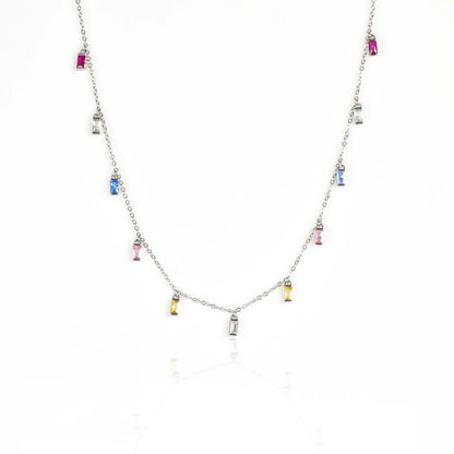 Rainbow Baguette Charm Necklace