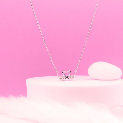 Swan Love Pendant Silver Necklace