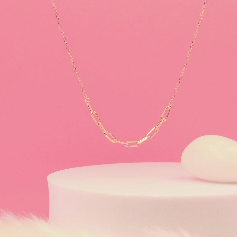 Minimalist Rose Gold Paperclip Chain Necklace for Women