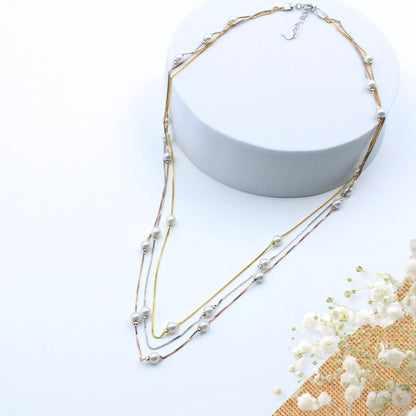 Triple Layered Pearl Delight Necklace