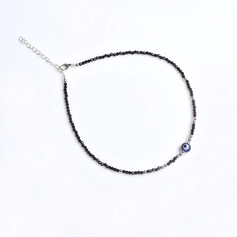 Sterling Silver Evil Eye Beaded Anklet