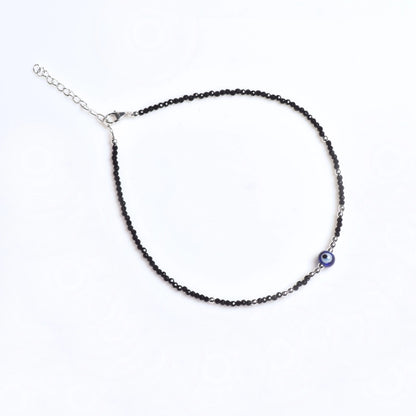 Sterling Silver Evil Eye Beaded Anklet
