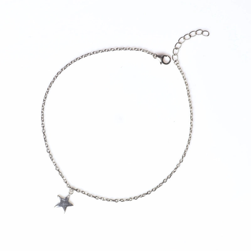 Sterling Silver Solo Star Anklet