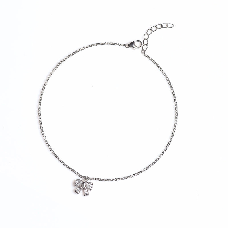 Sterling Silver Bow Charm Anklet