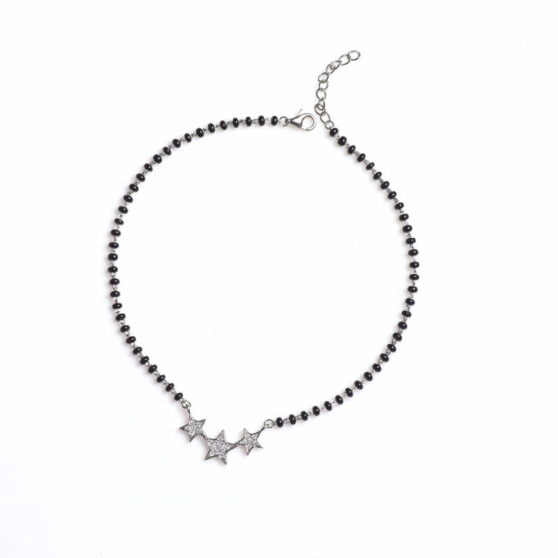 Sterling Silver Star Cluster Mangalsutra Anklet