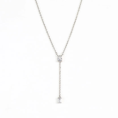 Sterling Silver Double Stone Lariat Necklace