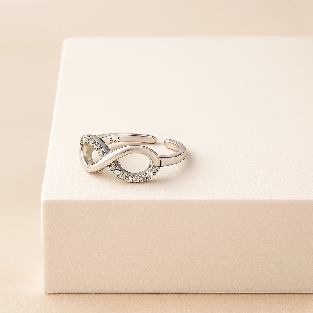 Infinity Sparkle Ring in 925 Sterling Silver with Rhodium Plating