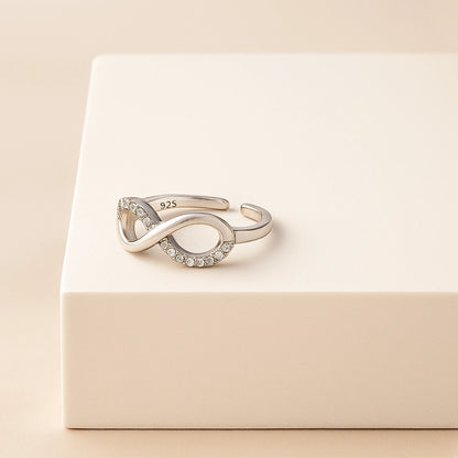 Infinity Sparkle Ring in 925 Sterling Silver with Rhodium Plating