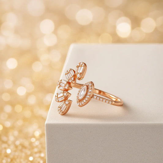 Petal Burst Ring in 925 Silver with Rose Gold Plating