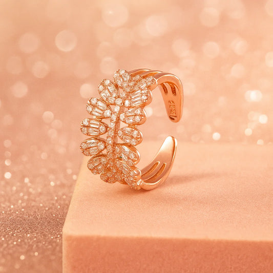 Statement Adjustable Ring in 925 Sterling Silver with Rose Gold Plating