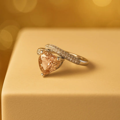 Heart-Cut Solitaire Ring in 925 Sterling Silver with Rhodium Plating