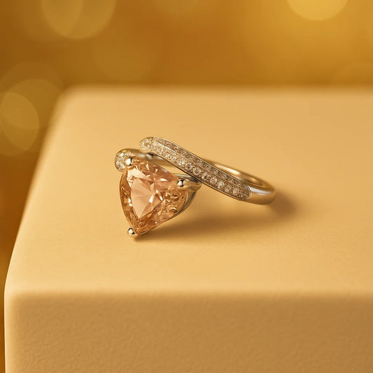 Heart-Cut Solitaire Ring in 925 Sterling Silver with Rhodium Plating