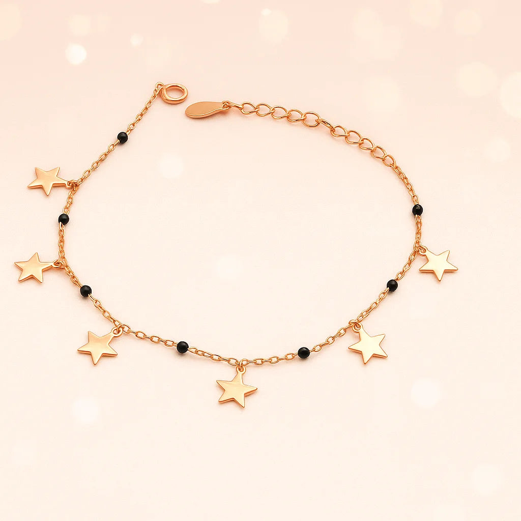 Star Charm Bracelet in 925 Sterling Silver with Rose Gold Plating