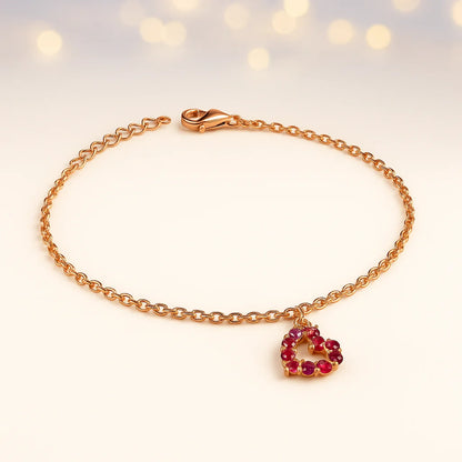 Heart Charm Bracelet in 925 Sterling Silver with Rose Gold Plating