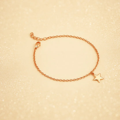 Star Charm Bracelet with Rose Gold Plating on 925 Sterling Silver