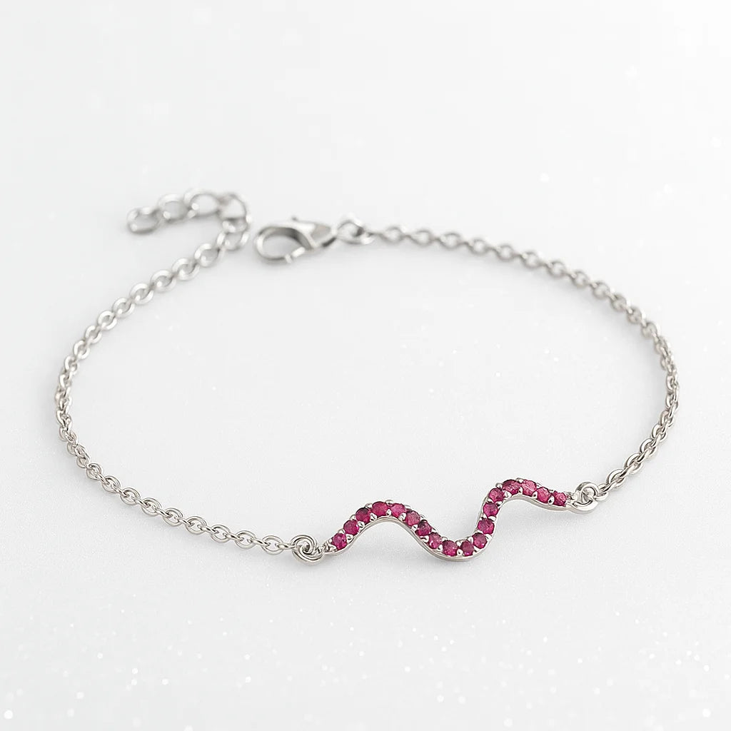 Pink Wave Charm Bracelet