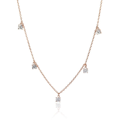 Dainty Zircon Drop Necklace | 925 Sterling Silver with Rose Gold Coating