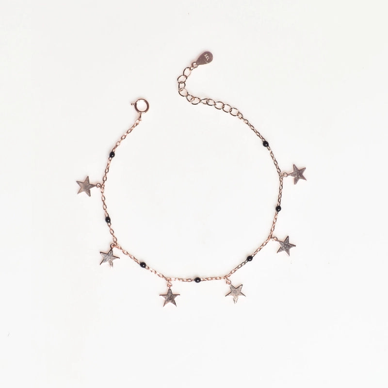 Star Charm Bracelet in 925 Sterling Silver with Rose Gold Plating