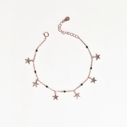Star Charm Bracelet in 925 Sterling Silver with Rose Gold Plating