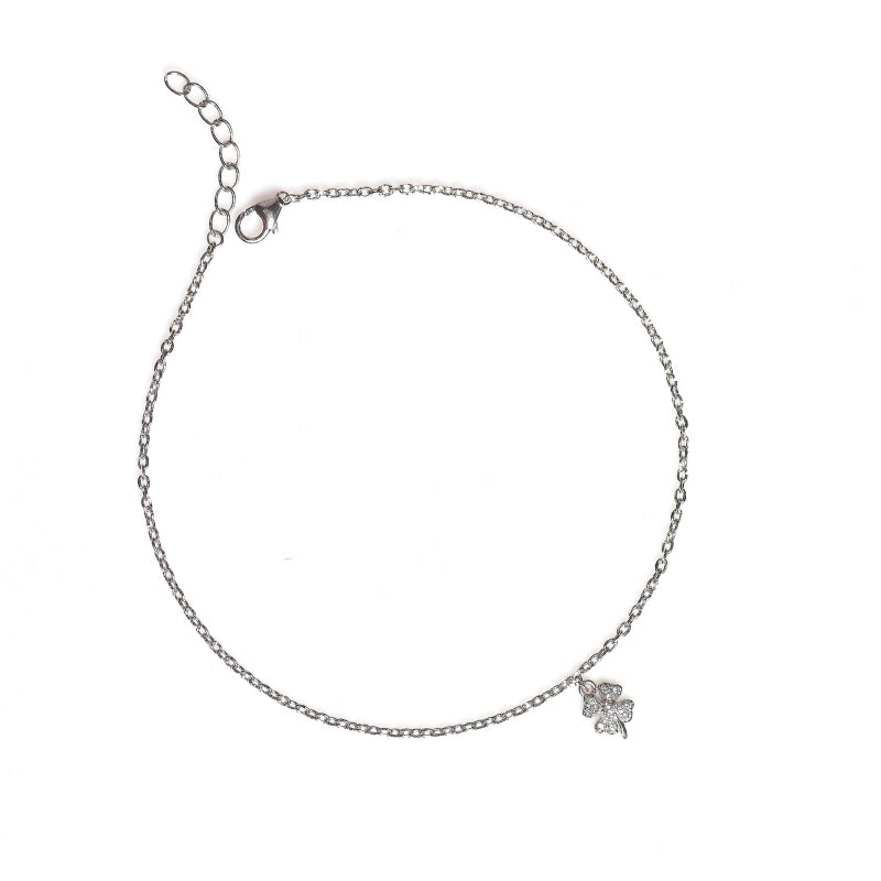 Sterling Silver Clover Charm Anklet