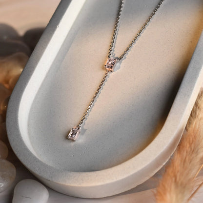 Sterling Silver Double Stone Lariat Necklace