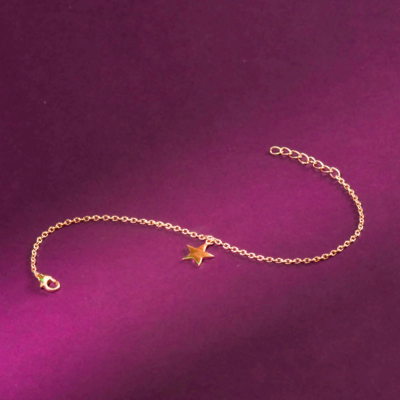 Star Charm Bracelet with Rose Gold Plating on 925 Sterling Silver