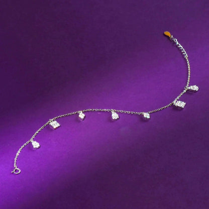 Sterling Silver Crystal Drop Charm Bracelet