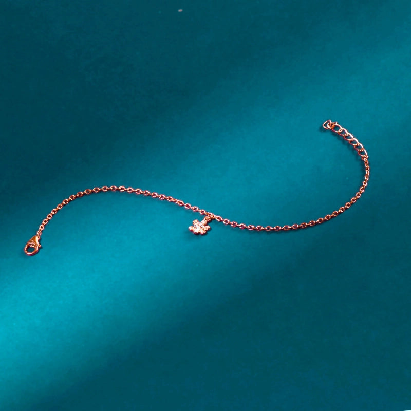 Floral Drop Bracelet with Rose Gold Plating on 925 Sterling Silver
