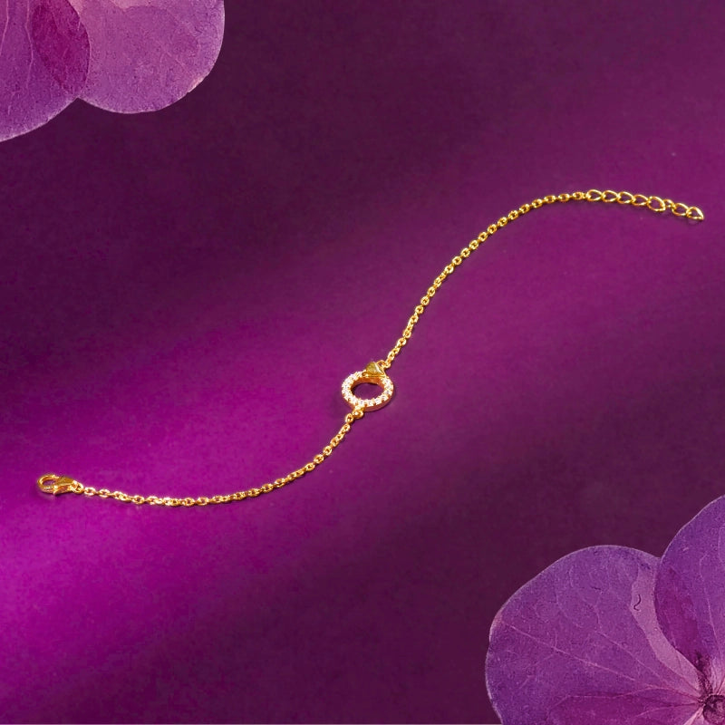 Gold Plated Heart Charm Bracelet in 925 Sterling Silver