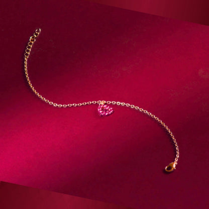 Heart Charm Bracelet in 925 Sterling Silver with Rose Gold Plating