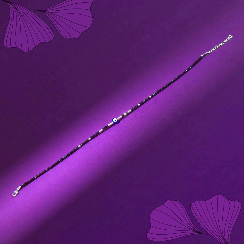 Sterling Silver Evil Eye Beaded Anklet