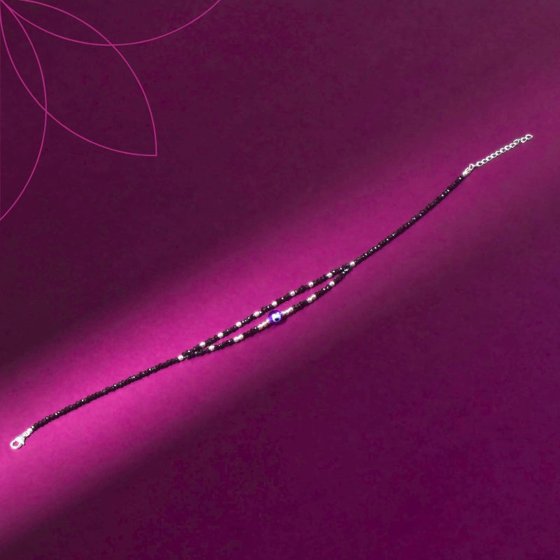 Sterling Silver Evil Eye Protection Double Thread Anklet