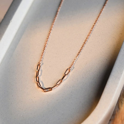 Minimalist Rose Gold Paperclip Chain Necklace for Women