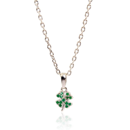 Lucky Clover Rhodium Plated Silver Necklace