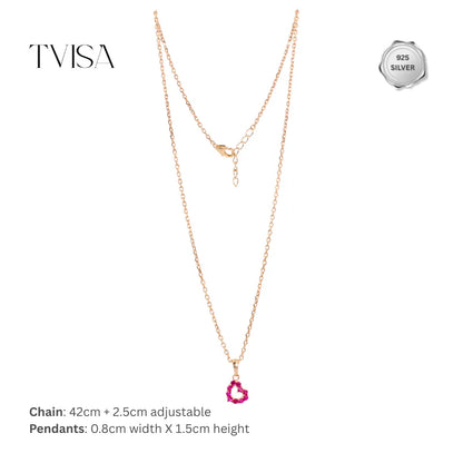 Pink Heart Rose Gold Plated Necklace