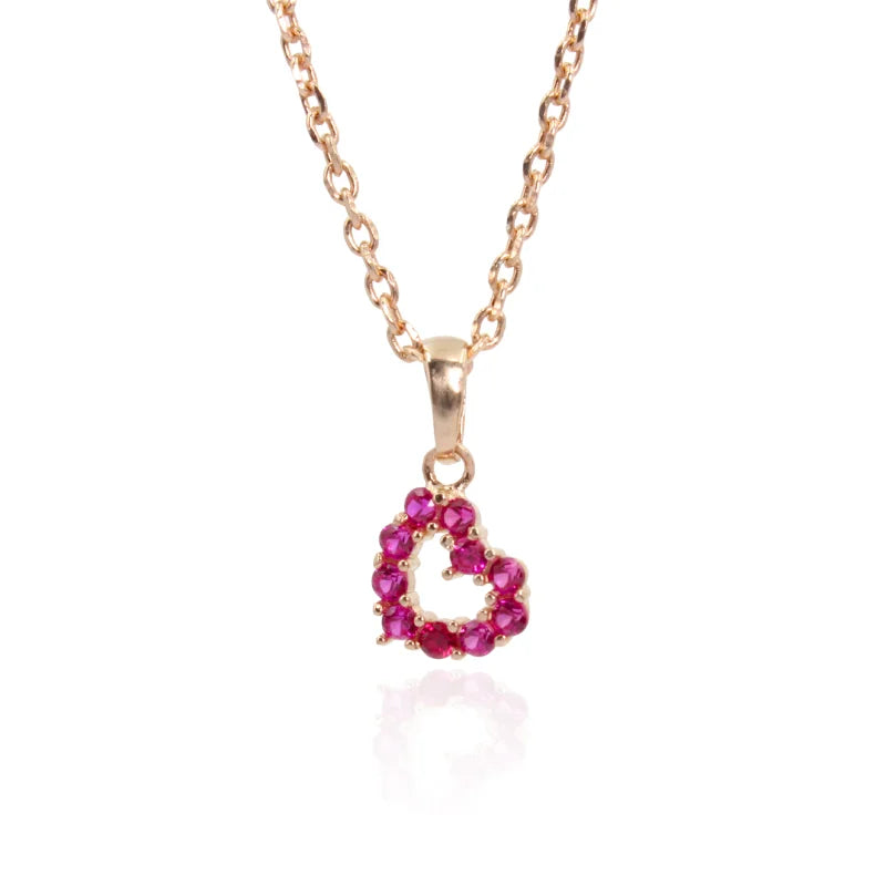Pink Heart Rose Gold Plated Necklace
