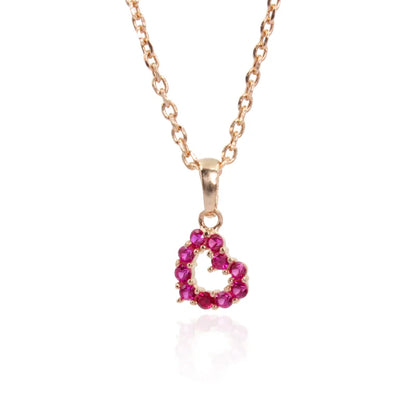Pink Heart Rose Gold Plated Necklace